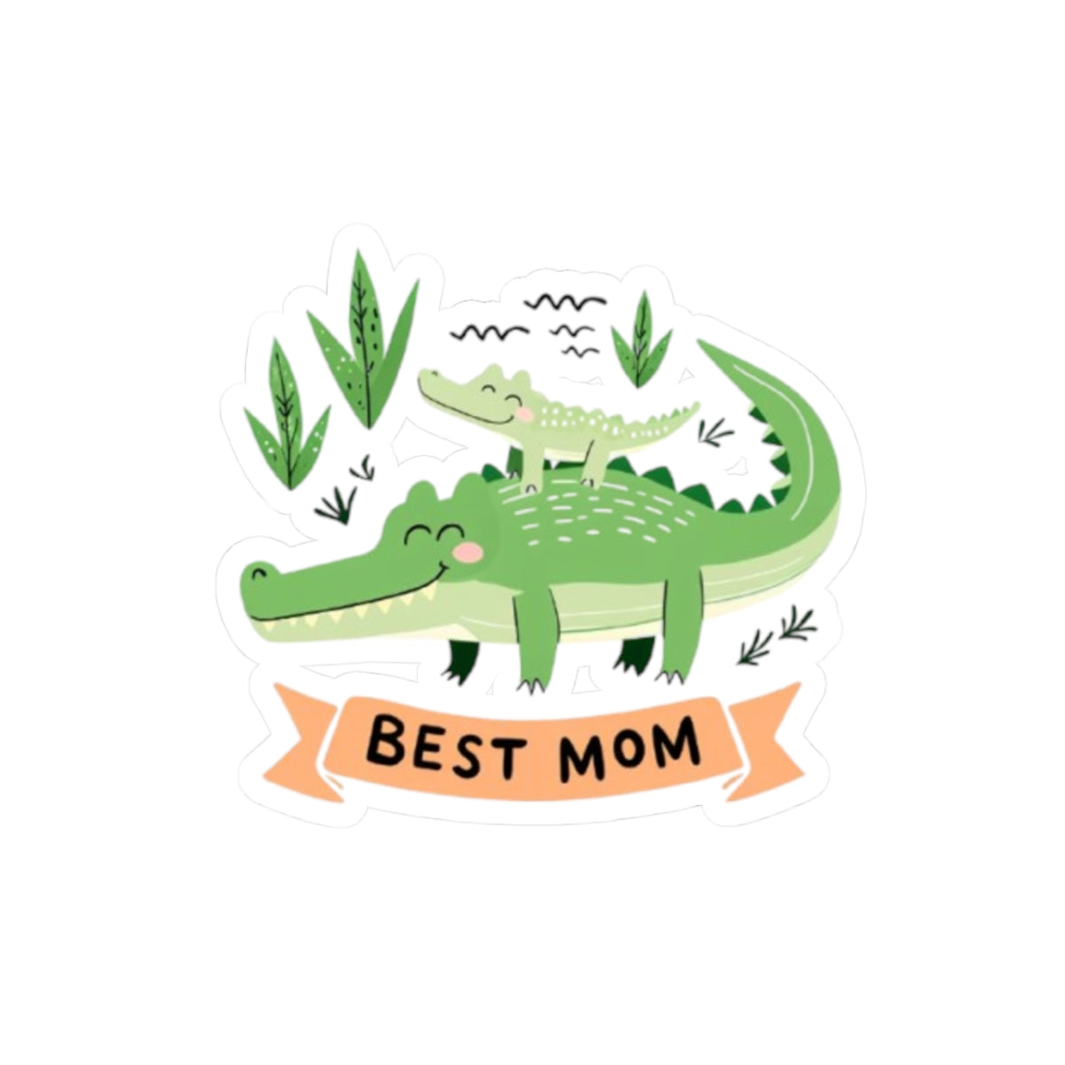Best Mom Kiss-Cut Stickers – Cute Alligator Design for Mother's Day and Everyday Use